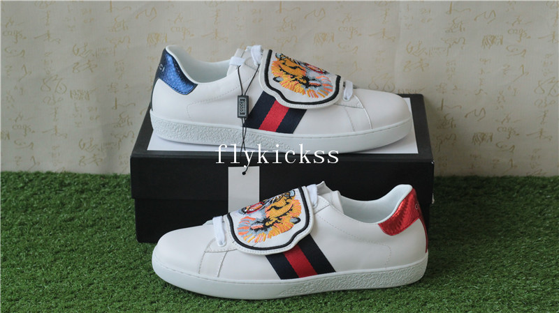 GC Ace Embroidered Sneaker White Tiger Pattern